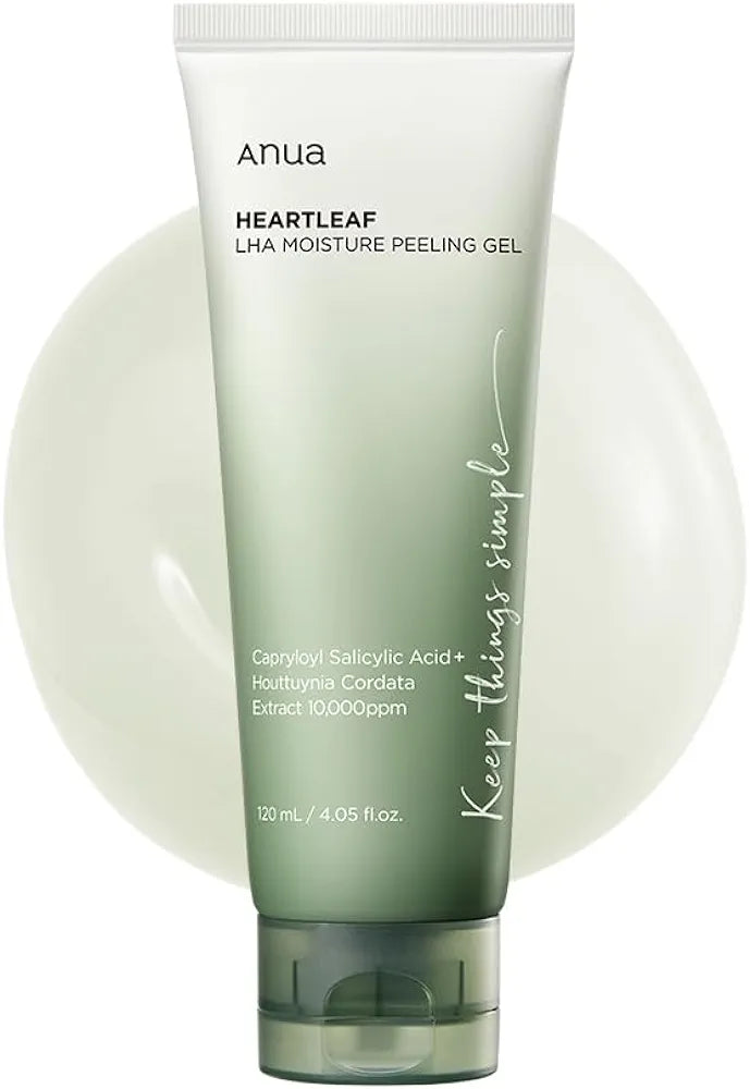 ANUA Heartleaf LHA Moisture Peeling Gel, Gentle Exfoliation, Hydrating Facial Peel, Pore Care, Dead Skin Removal, Natural Cellulose for Soothing, Vegan, Korean Skin Care (120ml