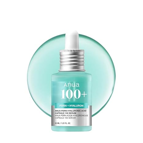 Anua PDRN Hyaluronic Acid Capsule 100 Serum, Radiant Face Serum, Hyaluronic Acid, Hydration, Moisture Plumping effect, Natural color, Fragrance free, Korean Skincare 30ml