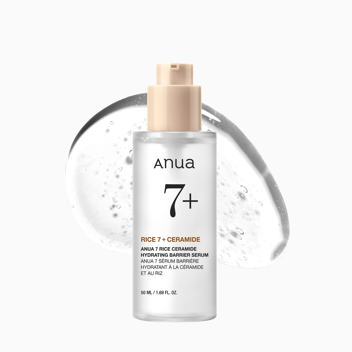 ANUA RICE CERAMIDE 7 HYDRATING BARRIER SERUM, Brightening, Hydrating Serum for Face, Rice, Hyaluronic Acid, Niacinamide, Fragrance-free, Non comodogenic, Glass Skin, 50ml
