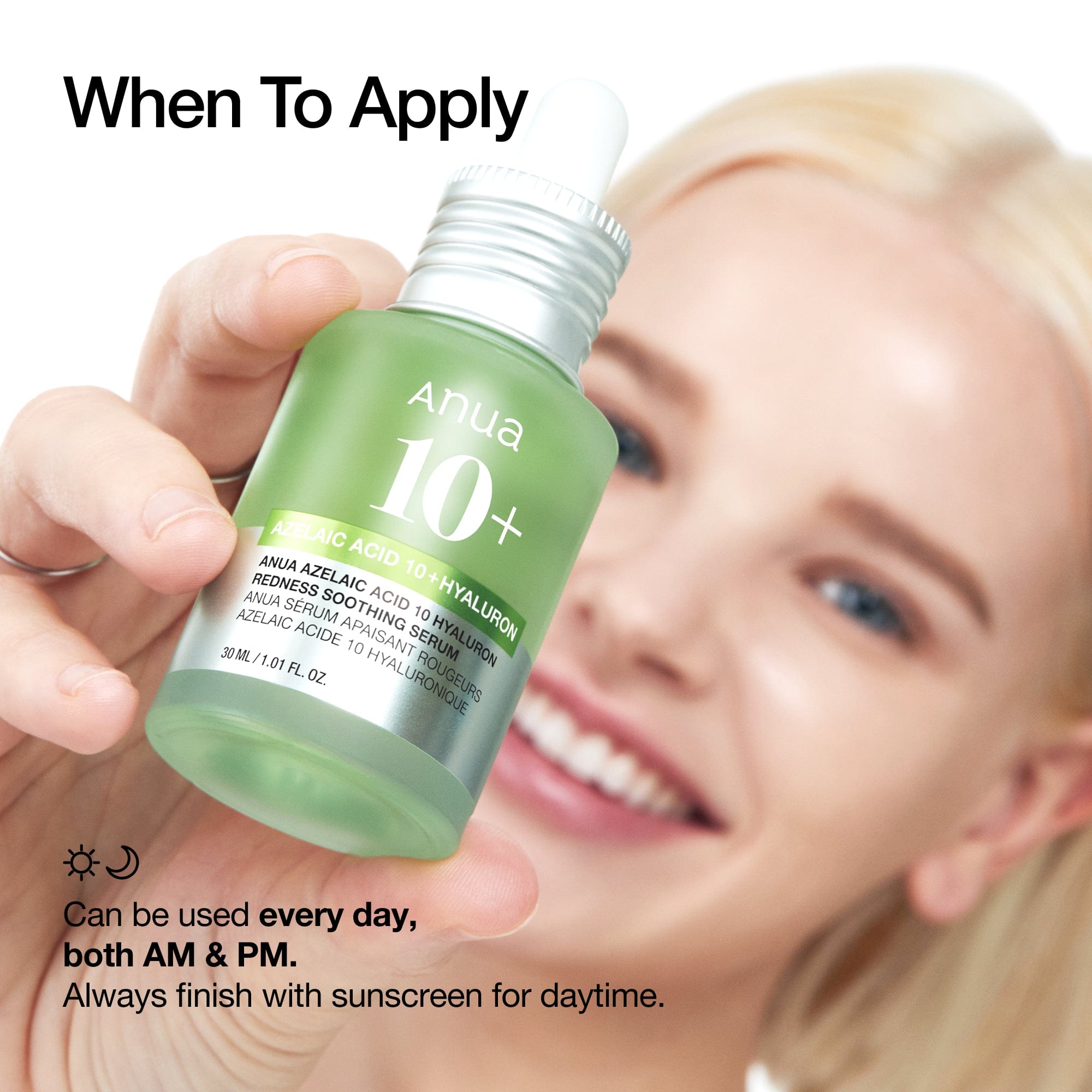Anua Azelaic Acid 10 Hyaluron Redness Soothing Serum, Facial Serum for Sensitive skin, Hyaluronic Acid, Niacinamide, Spot Care, Natural Color, Vegan, Korean Skincare 30ml