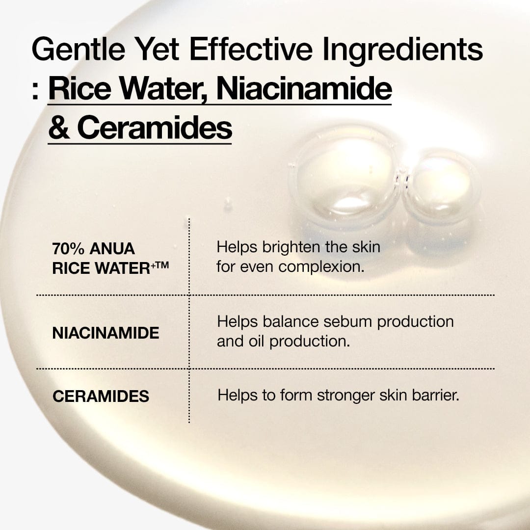 ANUA Rice 70 Glow Milky Toner, for Glass Skin, Rice Water, Niacinamide, Ceramides, Panthenol, Fragrance-Free, Non comedogenic, Fungal Acne Safe, Korean Skin Care, 250ml